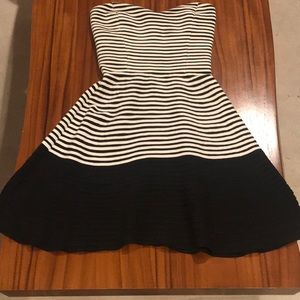 Parker Black and White Strapless Dress